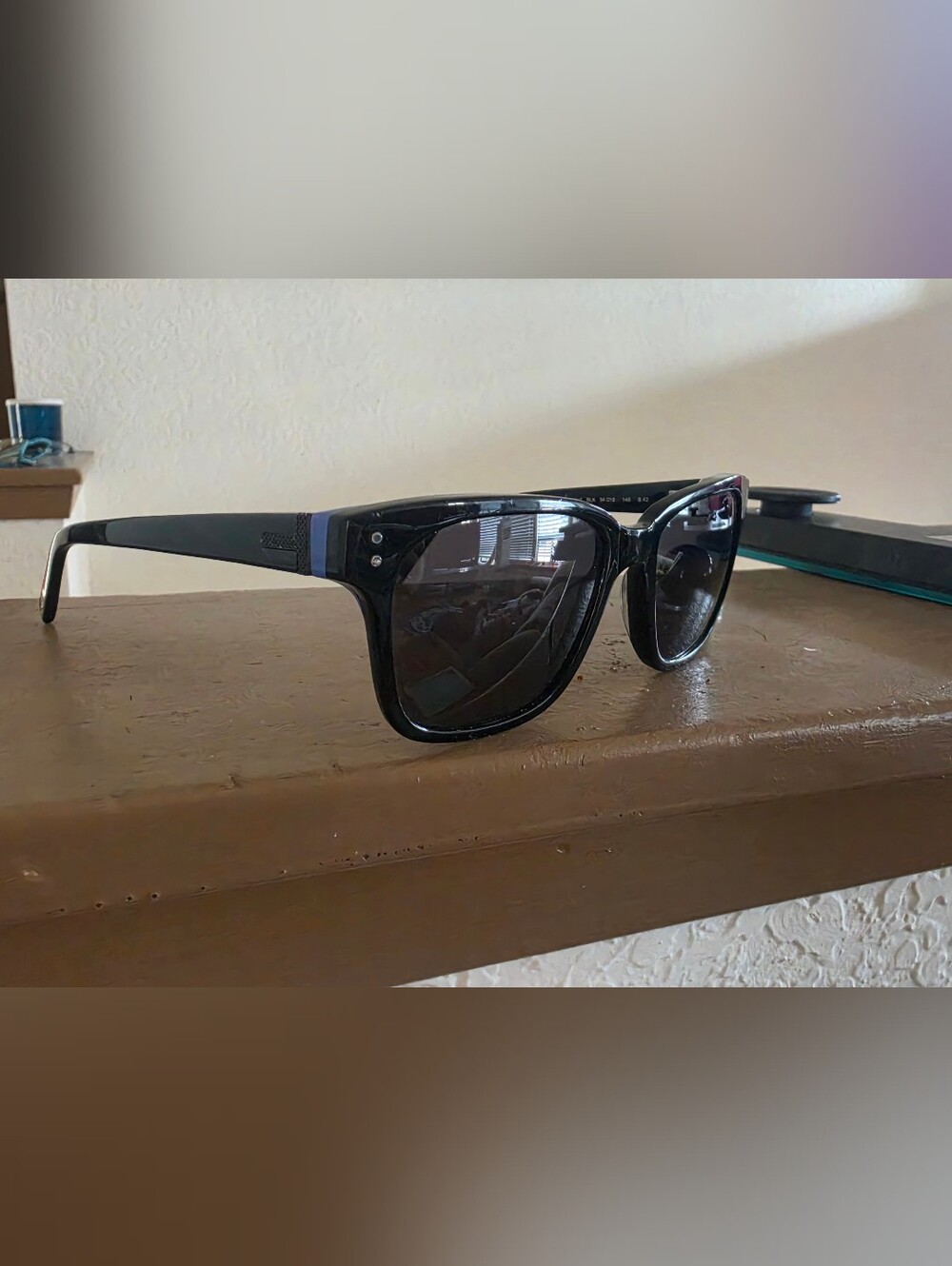 Ted Baker Polarized Black Wayfarer-Style Sunglasses with Dark Lenses